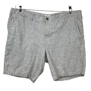 Goodfellow & Co Linden Shorts Mens 42 Gray Linen Cotton Blend Flat Front Casual